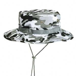 Sombrero de Pescador de Camuflaje Personalizado al por Mayor, Protección Solar, Gorra Ajustable para Ciclismo, Viajes, Pesca, Esquí, Fiestas, 100% Algodón - Product Image 5