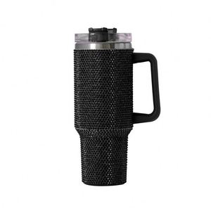 In Stock Can Choose Color Customized <b>40Oz</b> Rhinestone Travel <b>Tumbler</b> Car Mug <b>With</b> <b>Handle</b> and Lid - Product Image 3