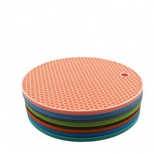 Wholesale <b>Kitchen</b> Table Utensil Honeycomb Round Placemats Coaster Heat Resistant Silicone <b>Trivets</b> Dish Pot Pad Drying Mats - Product Image 1