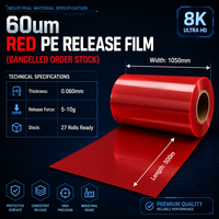[Stock Annulé] Film Protecteur PE Rouge Excédentaire d'Usine 60µm 5-10g, Film de Démoulage à Faible Adhérence pour Adhésifs Électroniques