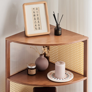 <b>Corner</b> <b>Cabinet</b> Walnut Color 5 Compartments Floor Standing Living Room Storage Shelf - Product Image 4