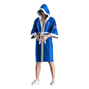 Bata de boxeo para hombre con capucha, ajuste atlético, satén brillante premium, para entrada en el ring, con logo personalizado - Product Image 3