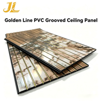 Panneau de plafond en PVC haute brillance Golden Line, grain de bois 3D, imperméable, à rainures et languettes, pour murs intérieurs