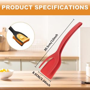 2-in-1 Egg Flipper Spatel zange Antihaft-Silikon griff und Flip-Kochute nsilien für Omeletts Pfannkuchen Fisch und <span class=keywords><strong>Burger</strong></span> - Product Image 4