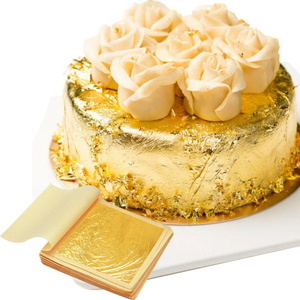 99% genuino 24K 8x8 cm fogli di foglia d'oro commestibili di lusso vero metallo sano per la decorazione di vino e torta stampa Offset - Product Image 1