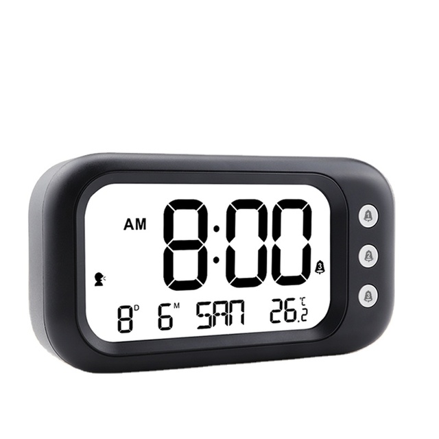 Simple Large Screen Digital Desk Clock Multi-function Time Date Temperature Display 3 Independent Alarms Bedroom Wake up Clock