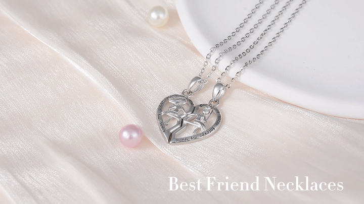 2pcs 925 Sterling Silver Tree of Life Necklace with Half Heart