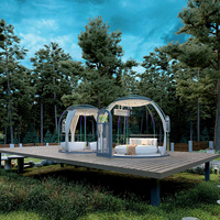 Dôme igloo transparent moderne, tente préfabriquée pour l'extérieur avec design géodésique pour hôtels et restaurants, tente bulle