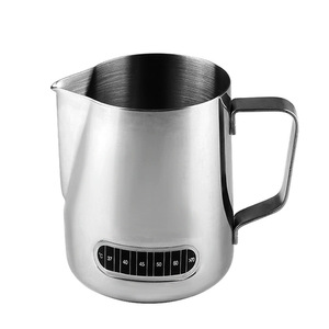 Mug à latte art en acier inoxydable 304 avec graduations et autocollant de température pour la préparation du café - Product Image 3