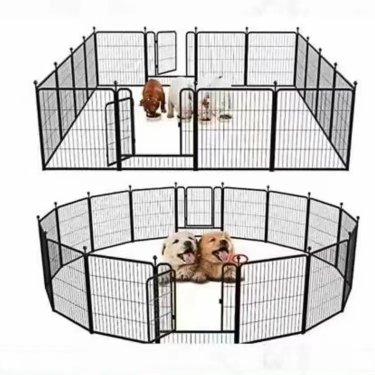 Portable Foldable Small Animal Pet Metal Wire Puppy Crate Exercise Cage Enclosure Fence Panels Dog Playpen With Door For Pets