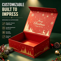 Boîte cadeau rigide à motif de Noël personnalisé, impression personnalisée complète, décoration de ruban, qualité supérieure pour boîte cadeau de Noël