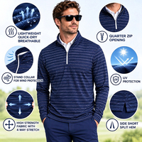 Offres Spéciales Automne – Pulls de Golf à Col Zippé Rayés à Séchage Rapide, Personnalisables, avec Logo – Vente en Gros