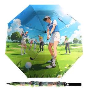 Heavy Duty Semi-<b>Automatic</b> Open Close Golf <b>Umbrella</b> Fiberglass Ribs Non-Slip Handle Pongee Material-Sturdy for Business Gifts - Product Image 1
