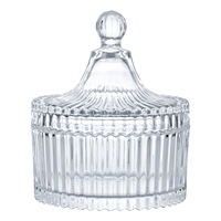 Pot de bonbons en verre cristal à facettes en diamant rétro pot de bougie décoratif clair, boîte à bijoux, support de stockage de coton-tige.