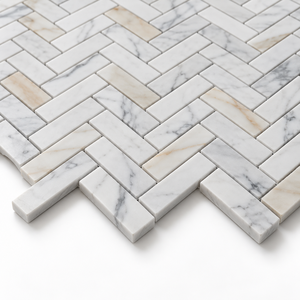 Mosaïque en marbre doré de Carrare à chevrons, mosaïque en pierre naturelle pour salle de bain, douche, mur, sol, crédence de cuisine, villa - Product Image 2