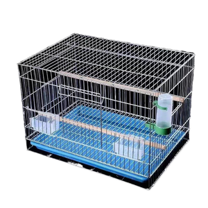 Klasik katı katlanabilir demir tel kuş kafesi büyük uzay Metal Parakeet küçük papağan üreme kafesi nefes plastik tepsi su - Product Image 3