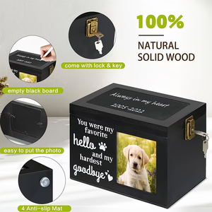 Urne funéraire personnalisée en bois pour animaux de compagnie avec cadre photo pour les cendres de chiens ou de chats, cercueil en bois pas cher - Product Image 5