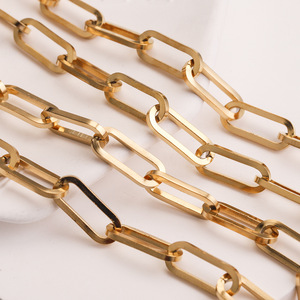 7mm Wide Thick Stainless Steel PVD Gold Plated <b>Long</b> Oval Link Cross Chain | DIY <b>Necklace</b> and Bracelet Jewelry Accessories. - Product Image 3