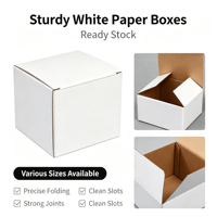 Boîte en carton ondulé blanc 3 plis, en stock, petite boîte blanche polyvalente pour l'emballage de verres et de quincaillerie