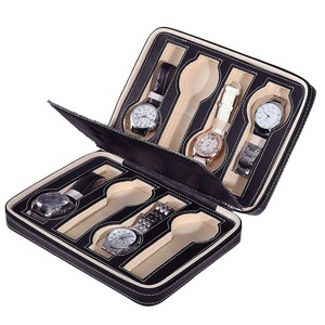 <span class=keywords><strong>Montre</strong></span> pour hommes et femmes, étui de <span class=keywords><strong>voyage</strong></span> en cuir marron avec 8 grilles, Portable, nouvelle collection 2019 - Product Image 3