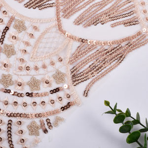 قماش دانتيل مطرز بتصميم أنيق ولامع وقابل للتنفس لفساتين الزفاف، متوفر بالجملة من المصنع - Product Image 2