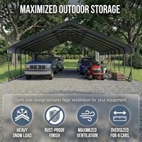 Abri pour voitures en métal robuste 20x40 pieds pour 4 voitures |   Kit de garage automobile moderne à toit en pignon toutes saisons avec structure renforcée et auvent pour bateau