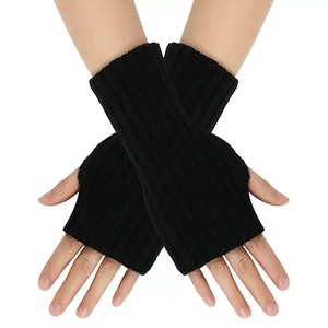 Manchettes d'hiver à doigts ouverts pour femmes Gants chauds au crochet sans doigts-Style uni pour gants en acrylique <span class=keywords><strong>Mitaines</strong></span> - Product Image 5