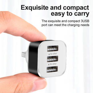 Ba cổng <span class=keywords><strong>USB</strong></span> tường <span class=keywords><strong>adapter</strong></span> 5V 2A sạc nhanh cắm Cube cho điện thoại máy tính bảng QC 2.0 tương thích 30W Cáp <span class=keywords><strong>USB</strong></span> Extender - Product Image 5