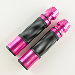 Poignées de guidon de moto Qiangye en aluminium rose avec poignée en caoutchouc noir, ajustement universel pour Yamaha Suzuki, pièces de modification - Product Image 1