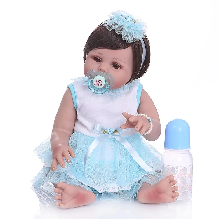 NEW 49CM幼児新生児ベベ人形リボーンベイビーガールリアルタンスキンフルボディシリコーンソフトリアルな人形Bathおもちゃ防水