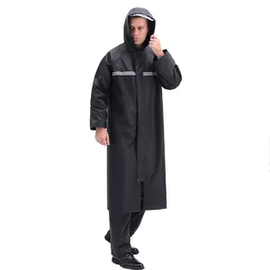 Imperméable noir réfléchissant de haute qualité imperméable portable PVC manteau de pluie de travail extérieur imperméable personnalisé