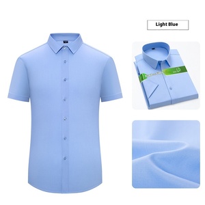 2025 hommes d'affaires décontracté coupe ajustée col carré sergé tissu chemise à manches courtes nouveau Style simple boutonnage Non-marquage - Product Image 2