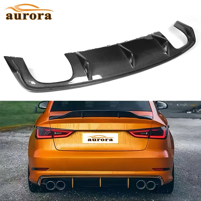 Diffuser belakang Sedan serat karbon 4 pintu 14-16 untuk Audi A3 8V SLINE S3 OEM cocok untuk S3 Bumper mobil hanya Aurora suku cadang mobil A4,A3