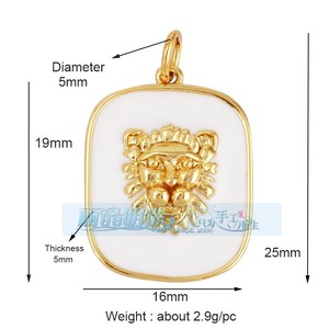 Commercio all'ingrosso fai da te bracciale collana gioielli rame placcato oro brillante zircone accessori Punk geometrico giraffa ciondolo testa di leone - Product Image 4