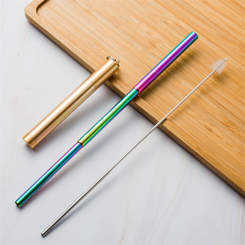 Gold case+Rain bow straw