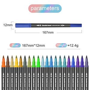 24 Couleurs Dessin Lettrage <span class=keywords><strong>Calligraphie</strong></span> Fineliner Double Pointe Aquarelle Pinceau Stylo Art Marqueur - Product Image 2