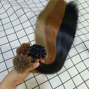 Extensión de cabello brasileño de Venta caliente fácil de usar queratina dibujada doble <span class=keywords><strong>U</strong></span>/V/punta plana recta/onda Natural/precio al por mayor rizado - Product Image 3