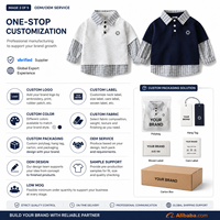 Pull décontracté à manches longues pour garçons, style polo à carreaux, effet deux pièces, col superposé, collection automne 2026, idéal pour l'école, haut de boutique