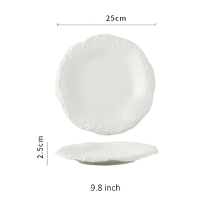 Assiette en grès blanche irrégulière pour mariage, hôtel, steak, salade, dessert, service alimentaire, restaurant, assiette en céramique blanche, assiettes de dîner - Product Image 5