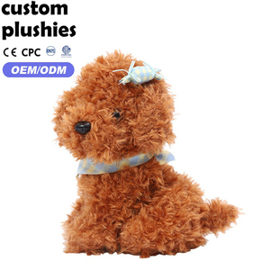 Peluche <span class=keywords><strong>de</strong></span> Perro Caniche Marrón Rizado Kawaii en Oferta, Juguete <span class=keywords><strong>de</strong></span> Peluche Suave y Esponjoso con Lazo y Bufanda a Cuadros, Decoración para Habitación, Regalo para Adolescentes - Product Image 1