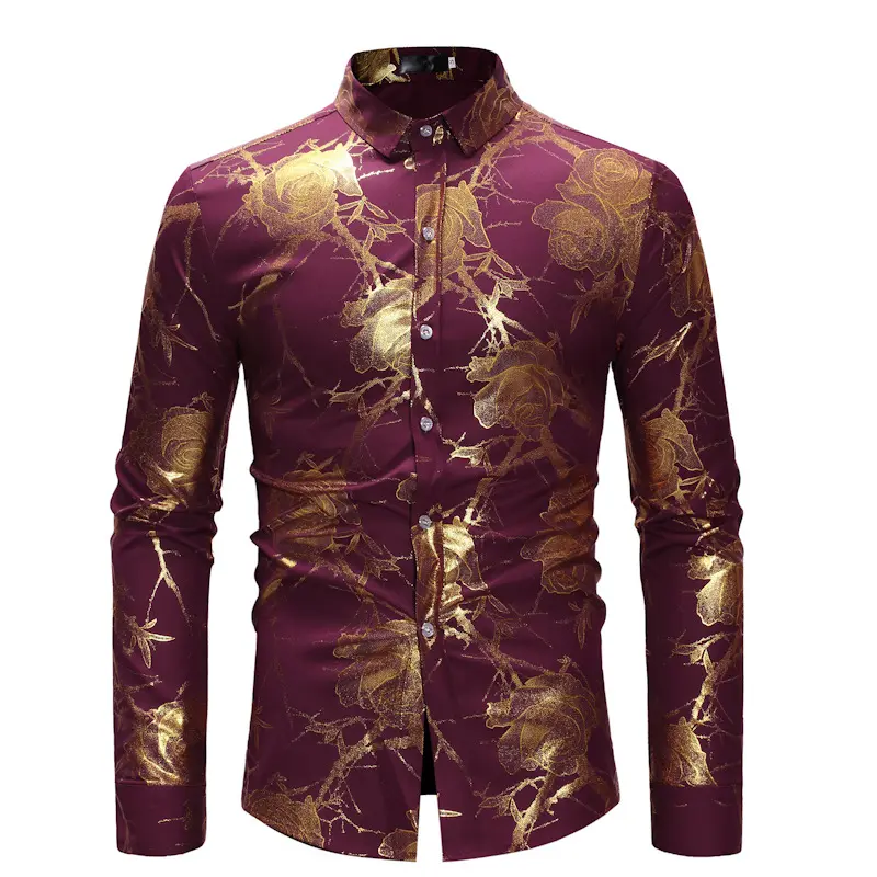 Mens Long Sleeve Print Designer Shirt For Men Slim Fit Vintage Fashion Men's Shirts Dress Clothing Blouse B1028