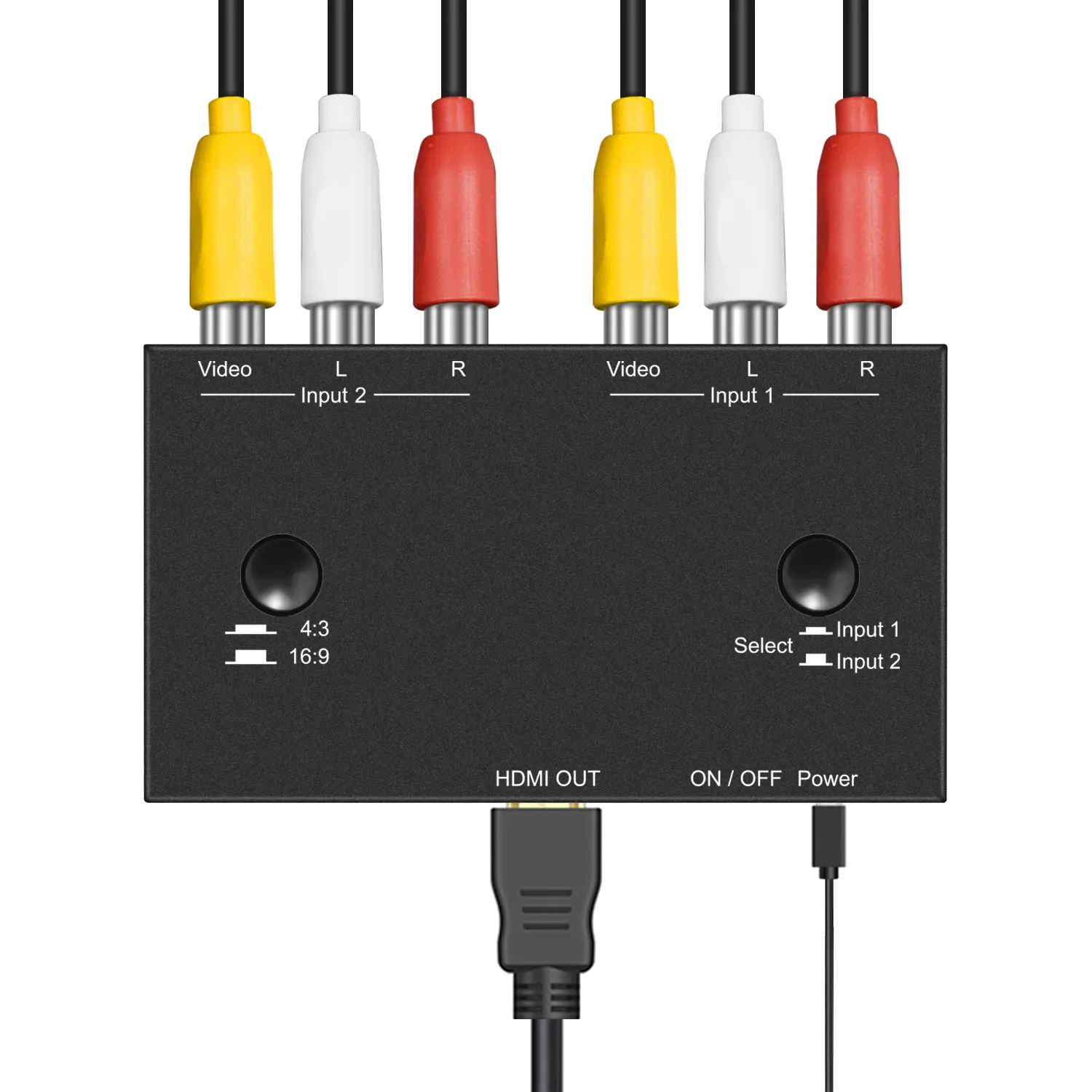 2 * AV RCA komposit Audio Video ke HDMI Converter Adapter mendukung 1080P 720P