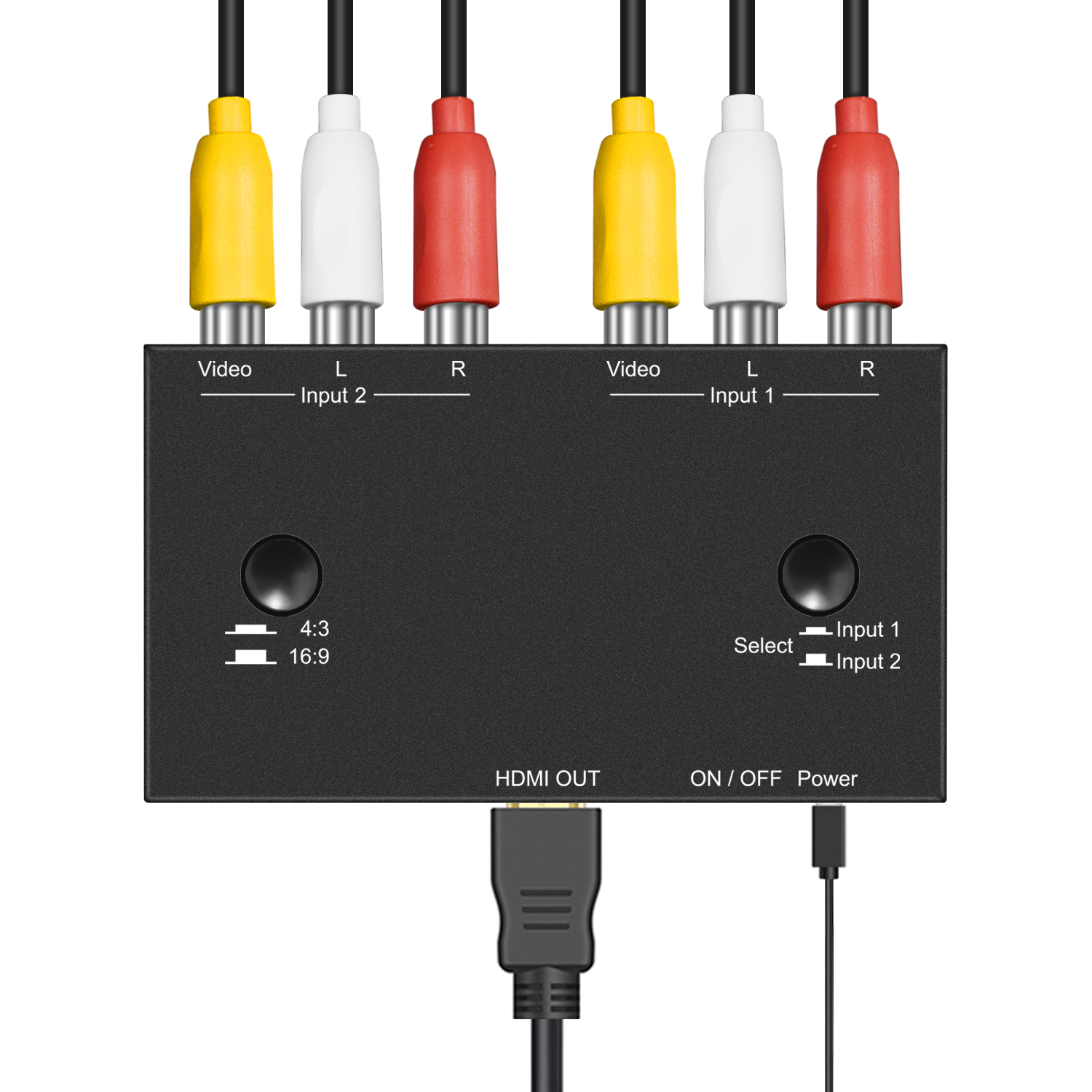 Conversor de áudio e vídeo composto AV RCA 2* HDMI Adaptador Suporte 1080P 720P