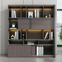 Archivador de Oficina Moderno con Estantes Abiertos, Luz LED, Mueble de Almacenamiento para Oficina Ejecutiva