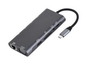 Hub USB-C 11-en-1 Waveshare, port Ethernet RJ45 100 Mbps, port HDMI haute définition 4K, double emplacement pour carte SD/TF, entrée PD 100 W K434 - Product Image 3