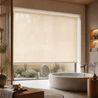 Stores à enroulement modernes et élégants en tissu épais tissé, sur mesure, avec chaîne à billes manuelle, pour ombrage des patios et terrasses