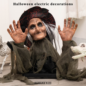 Décoration d'ambiance d'horreur d'Halloween, ornement, sorcière à moitié corps oscillant à induction électrique, maison hantée, pièce secrète - Product Image 4