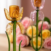 Porte-bougie en verre borosilicate créatif en forme de fleur, ambiance romantique, décoration de la maison, ornements de bureau