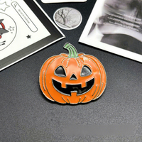 Broche et épinglette de col unisexe amusante en alliage plaqué, motif citrouille et chauve-souris, style Halloween européen et américain