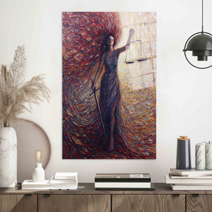 Goddess of Justice Art Deco <b>Canvas</b> Print Elegant <b>Framed</b> Wall Decor with Tempered Glass Panel Hanging - Product Image 3